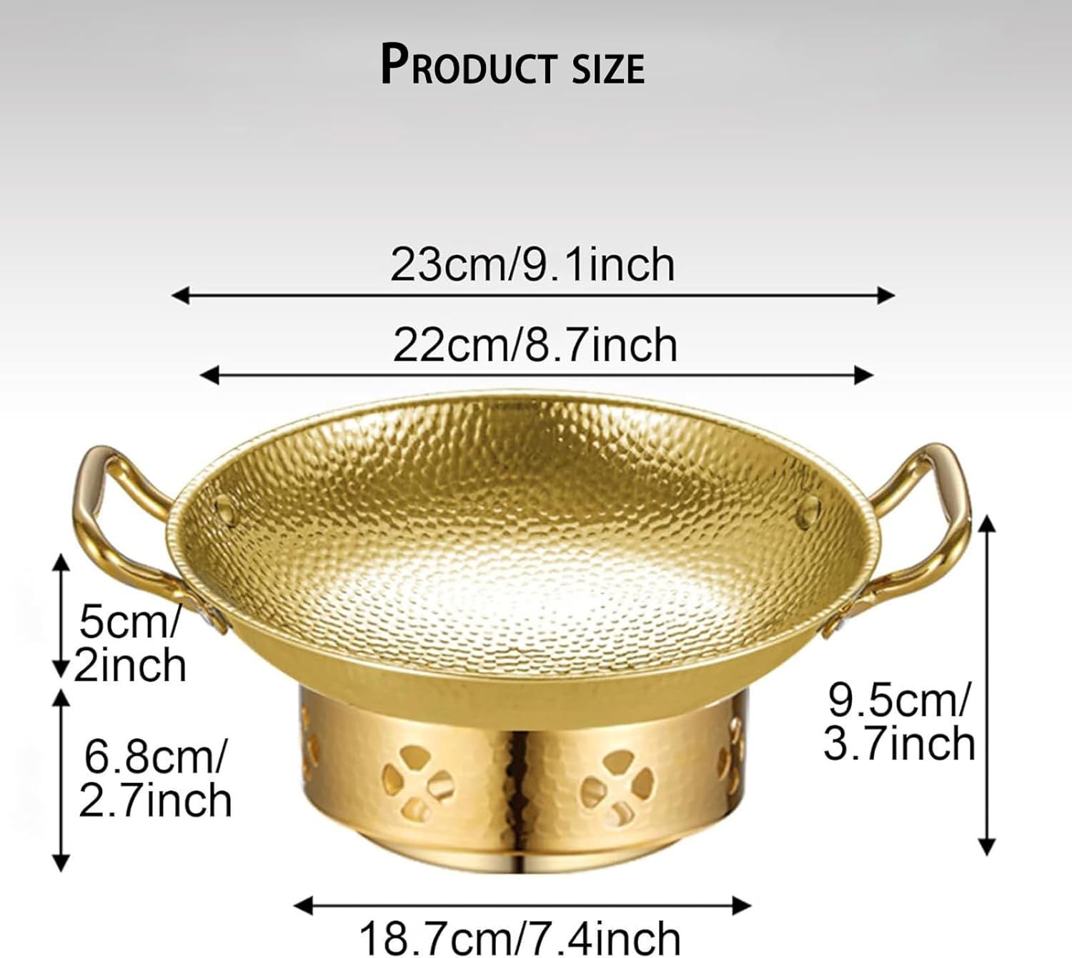 Tri-Ply Stainless Steel Paella Pan,Stainless Steel Double Ears Pan, Nonstick Cooking Skillet Cookware Seafood Lobster Plate,for Outdoors,Camping,Parties,Gold,22cm/8.6in