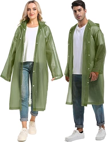 Ponchos de lluvia para adultos, impermeables, reutilizables, para supervivencia, resistentes, militares, impermeables, 2 paquetes de abrigo de