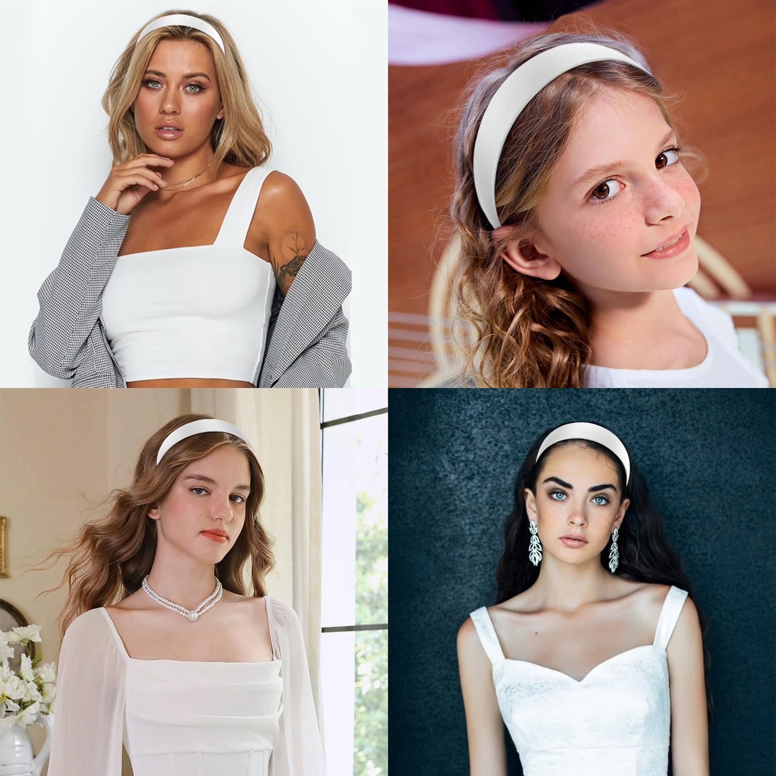 OGEE Elegant White Hairband Amazon.com : Wecoe White Headband 1.6 Inch Wide Silk Satin  main image 4