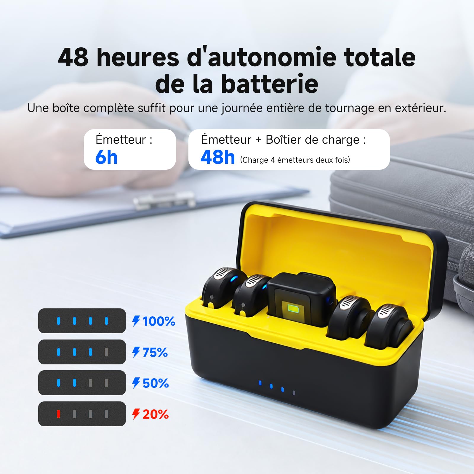 SVBONY SVMic 5 Microcravate sans Fil(4TX+1RX+Étui de Charge) pour Vidéo