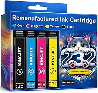 Kingjet 232XL Ink Cartridges Combo Pack Repalcement for XP-4200 Printer Ink Cartridges 232 XL T232 Compatible with WF-2930...