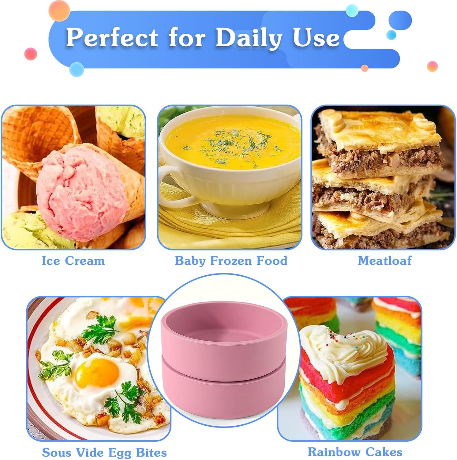 3Pcs ZHYEEDAA Air Fryer Egg Mold,Silicone Egg Molds, Individual Egg Bite Maker Reusable Egg Molds, Microwave Egg Cooker, BPA Free, Dishwasher Safe (pink)