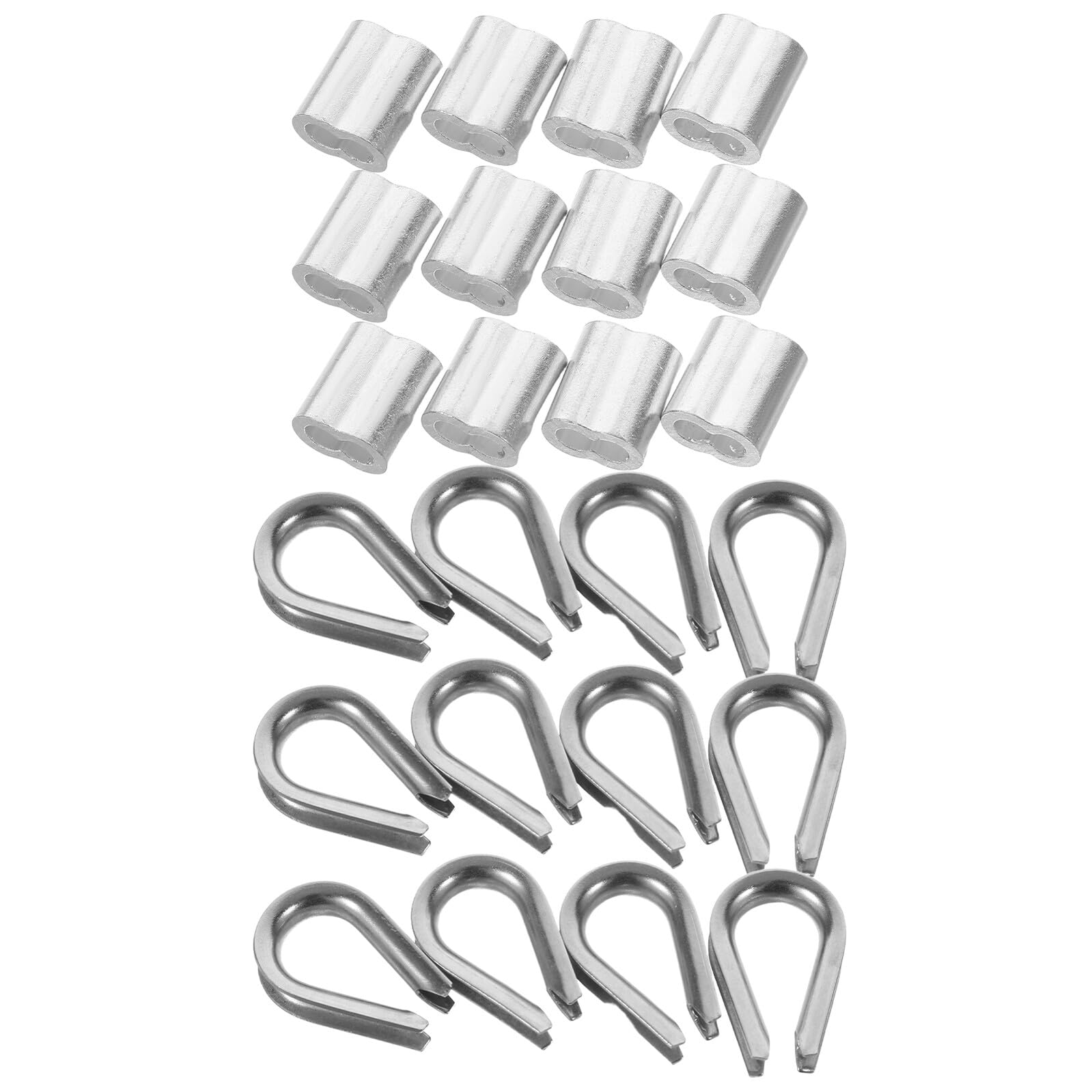 Healvian Kit de Fixation pour Câble Acier Inoxydable 120 Pcs 100 Cosses Aluminium 8 20 Anneaux en Cœur M5 Pinces pour Câble Métallique Sertissage Sécurisé pour Gréement Suspendre