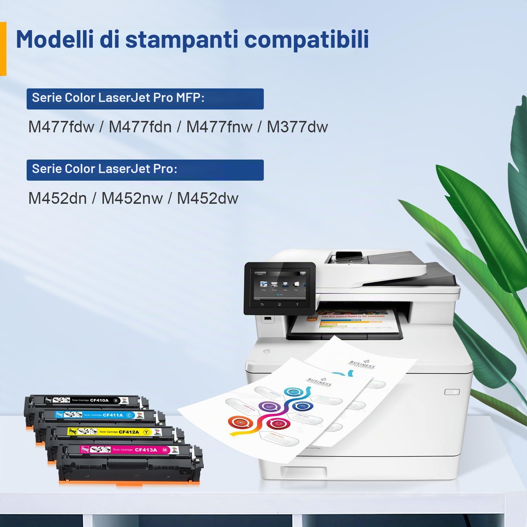 Palmtree Compatibili Cartucce di Toner Sostituzione per HP 410A 410X CF410A per HP Laserjet MFP M477fdw Toner per Color LaserJet Pro MFP M477fdw M477fdn M377dw M452nw M452dn M477fnw M477dw M477