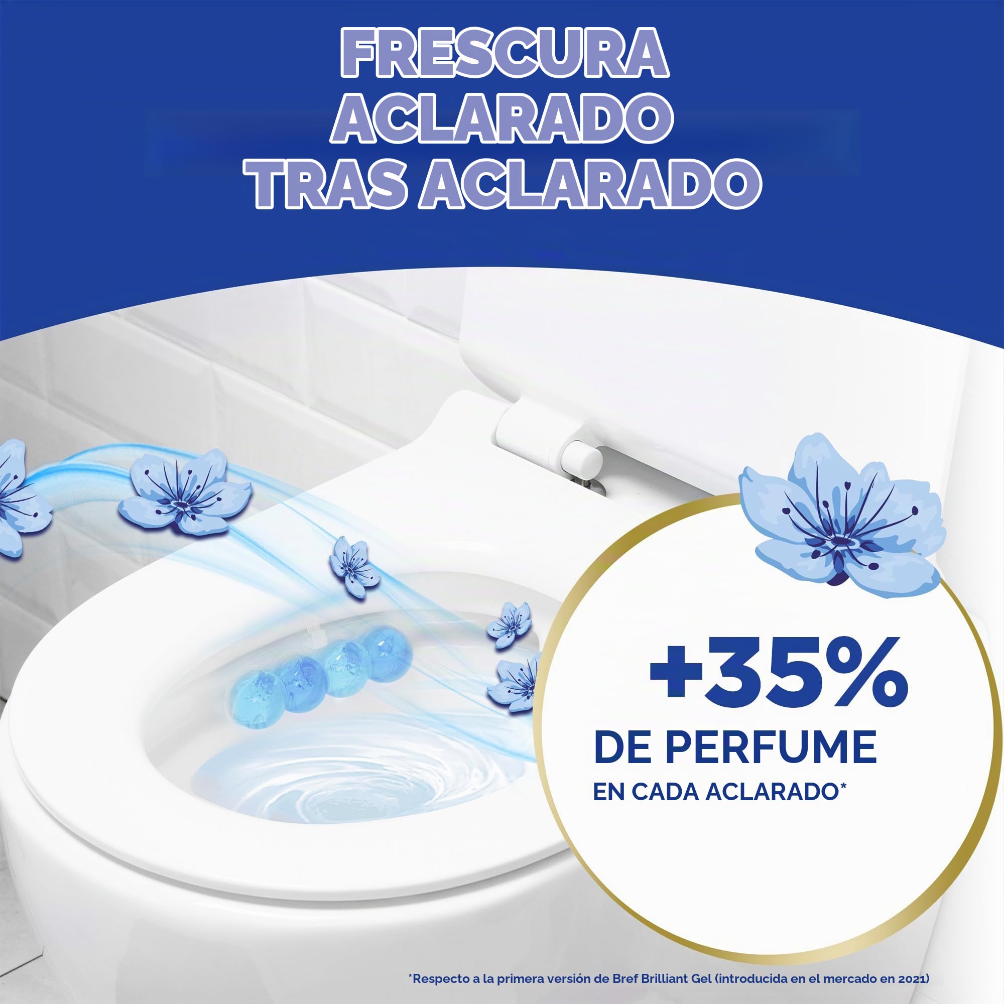 Bref Gel Brillante Océano Ártico Todo en 1 (pack de 11 unidades), cesta en gel para una limpieza completa,colgadores WC para la limpieza del baño, frescor duradero y brillo radiante