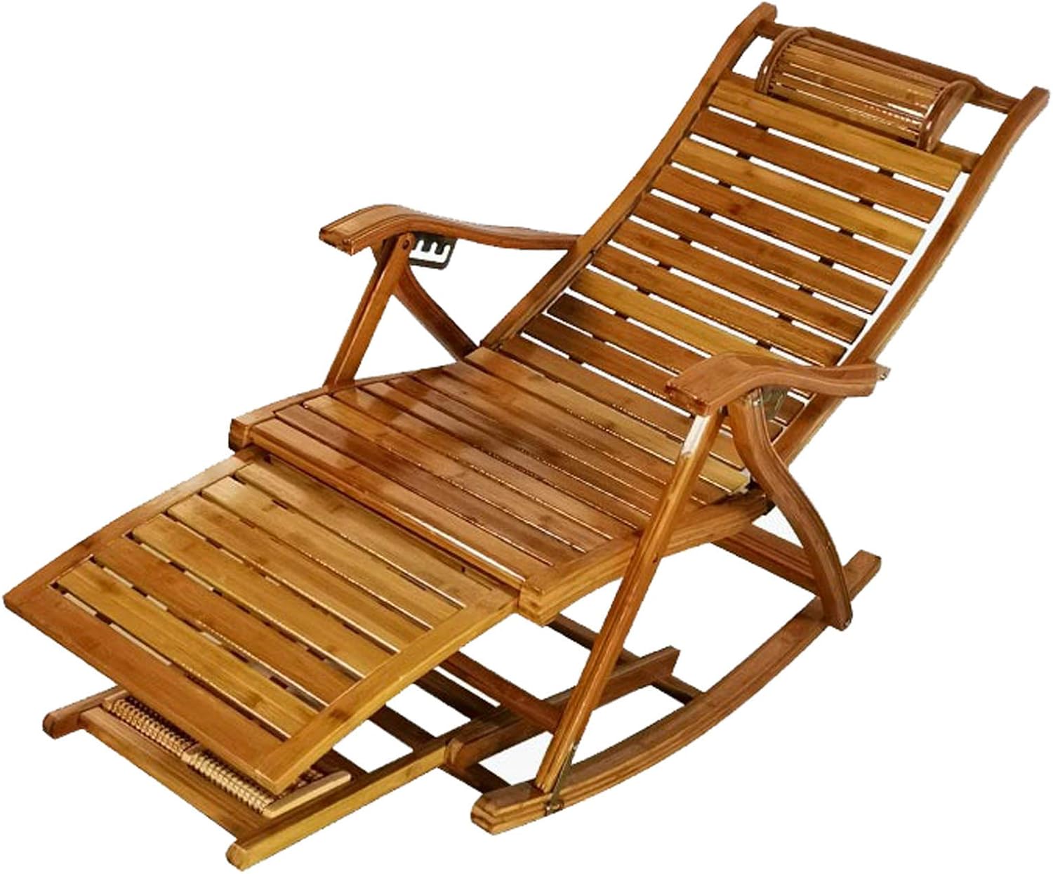 URINGO Cómoda Mecedora de relajación con diseño de reposapiés, sillón, sillones reclinables Silla de bambú Plegable de Polietileno, con reposacabezas, para Exteriores, Camping, jardín, Patio, césped