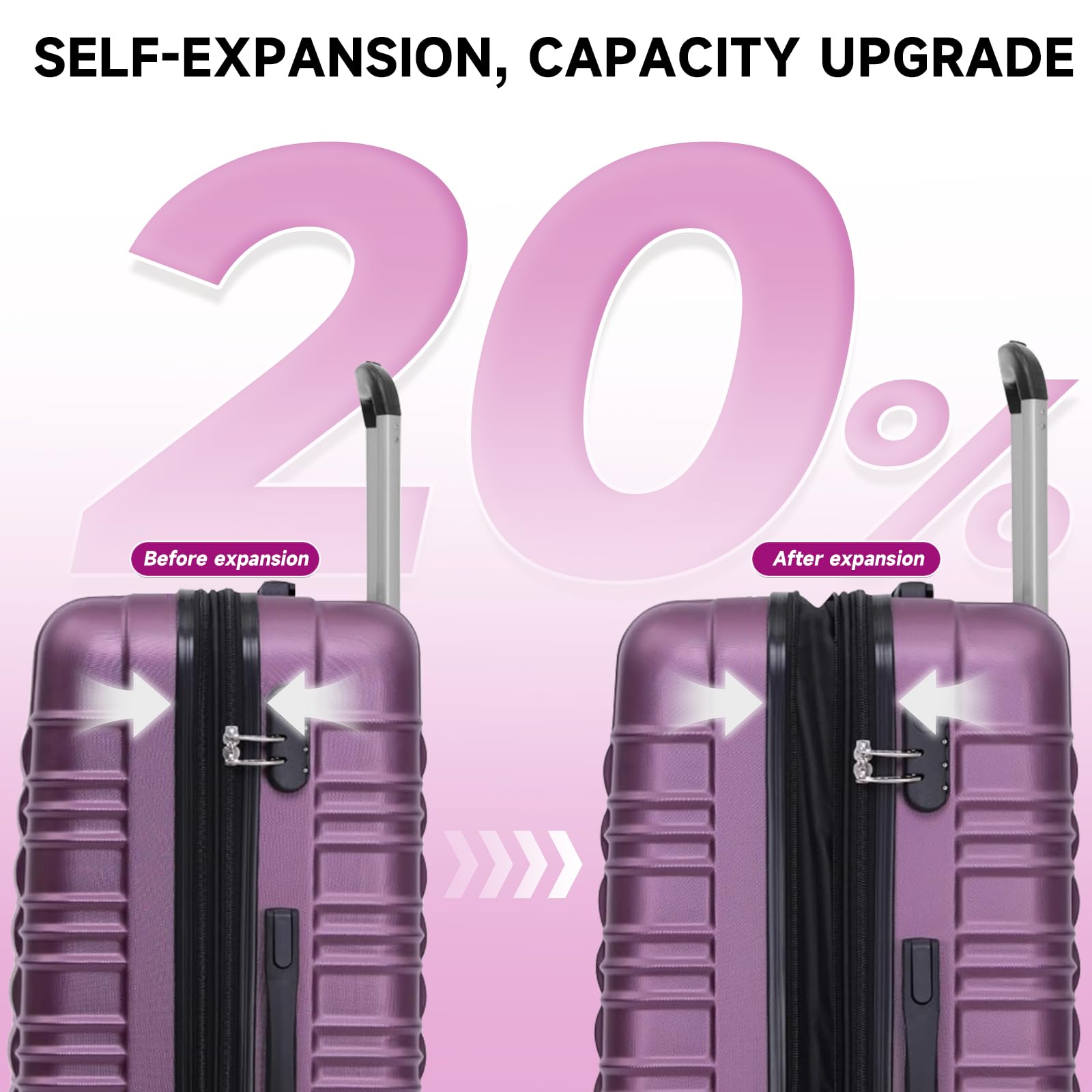 Set de Valise 3 Pièces (55/66/77cm),Lot Valise Rigide ABS Grande Taille Durable,Valise Soute avec 4 roulettes 360°,Sets de Bagages de Voyage