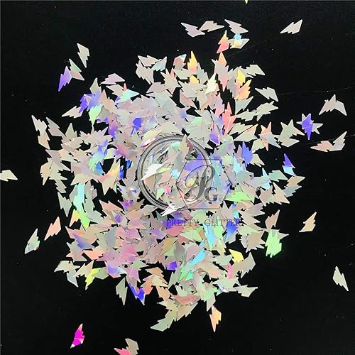 Miniatura 3 de LB100 LB100 - Paquete de lentejuelas en forma de rayo plateado con purpurina - Maquillaje de belleza para festivales, rave, rostro, cuerpo y uñas,