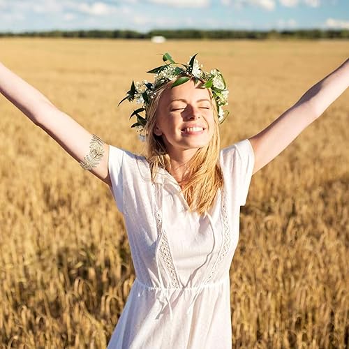 Miniatura 6 de Long tiantian Greek Goddess Headband for Women Halloween Costume Accessories Set Snake Arm Bracelet Gold Upper Arm Cuff Golden Leaf Headband Greek