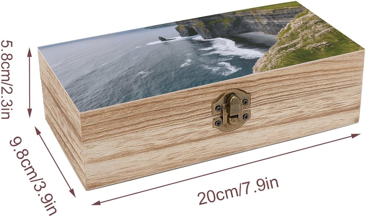Storage Box Wooden Decorative Box Keepsake Boxes with Hinged Lock Ireland Outdoors County Clare The Cliffs Storage Bins Jewelry Storage Chest Storage Container for Organize Keepsake Gift image 2