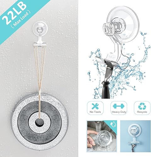 Miniatura 3 de VIS'V Soporte para maquinilla de afeitar con ventosa, ganchos de succión transparentes para pared de ducha, extraíble, reutilizable, soporte para