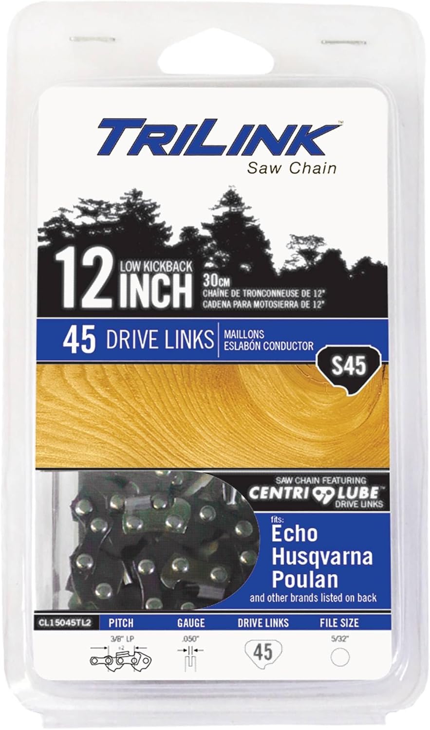 3/8 LP .050 Gauge 45 Drive Links Chainsaw Chain Compatible With/Replacement For Redmax G250, G300AVS, G300TS, G2500, G2500TS, G3100TS, G3200EZ, G3800AVS Chainsaws