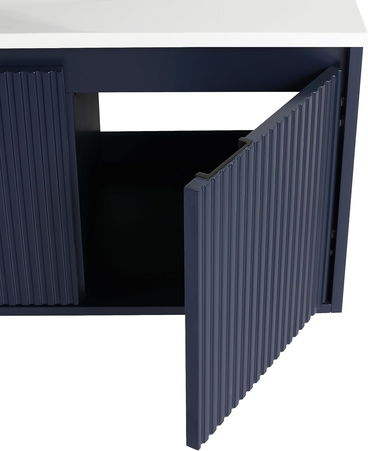 Malwee 48 Inch Floating Bathroom Vanity with Sink, 48'' Single Sink Wall Mounted Bathroom Vanity Como, with 3 Soft Close Doors and White Waterdrop Gel Coat Basin Top, Navy Blue (05848)