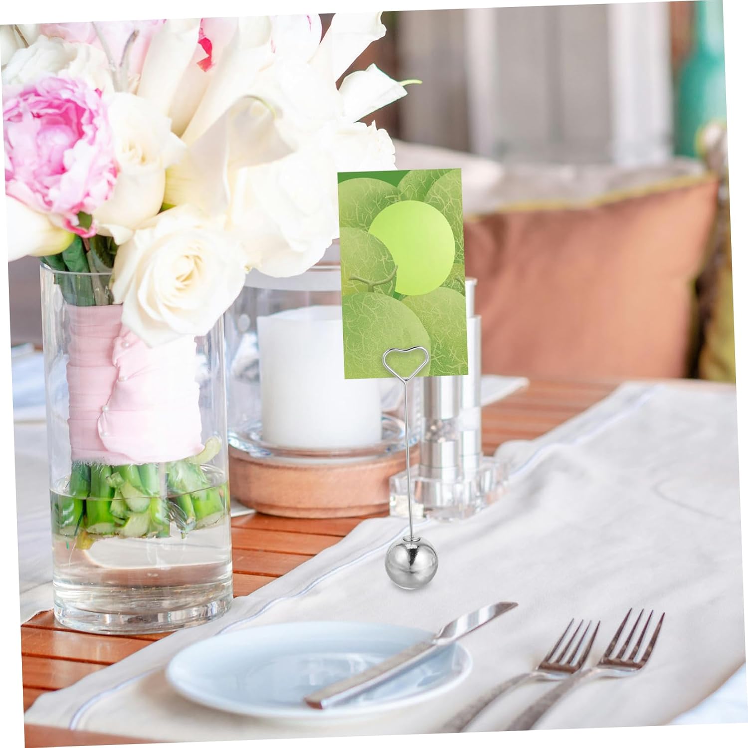 Metal Base Photo Clip Memo Holder Detachable Creative Card Stand for Weddings Office Notes Table Number Display Heart Design High