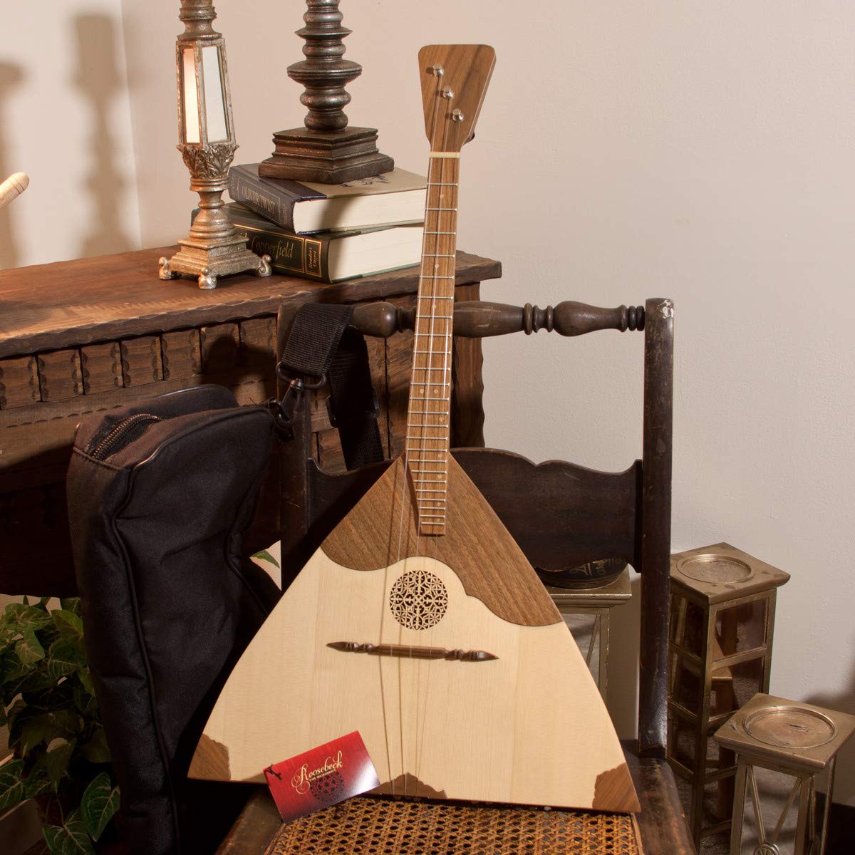 Prima Balalaika Package Includes: Solid Walnut Prima Balalaika + Snark Clip on Chromatic Tuner + 3 String Balalaika Set - Image 3