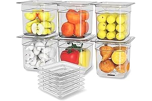 6 Pack Plastic Food Pan with Lid Commercial Hotel Pans 6" Deep