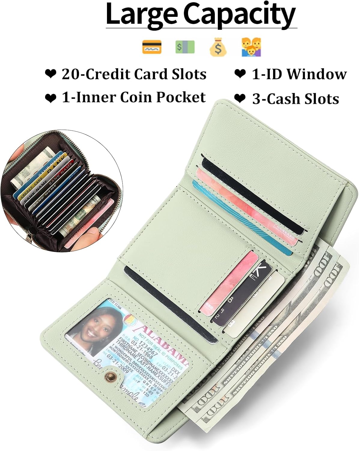 GAEKEAO Small Wallets for Women Leather RFID Blocking Credit Card Holder Wallet - Image 2