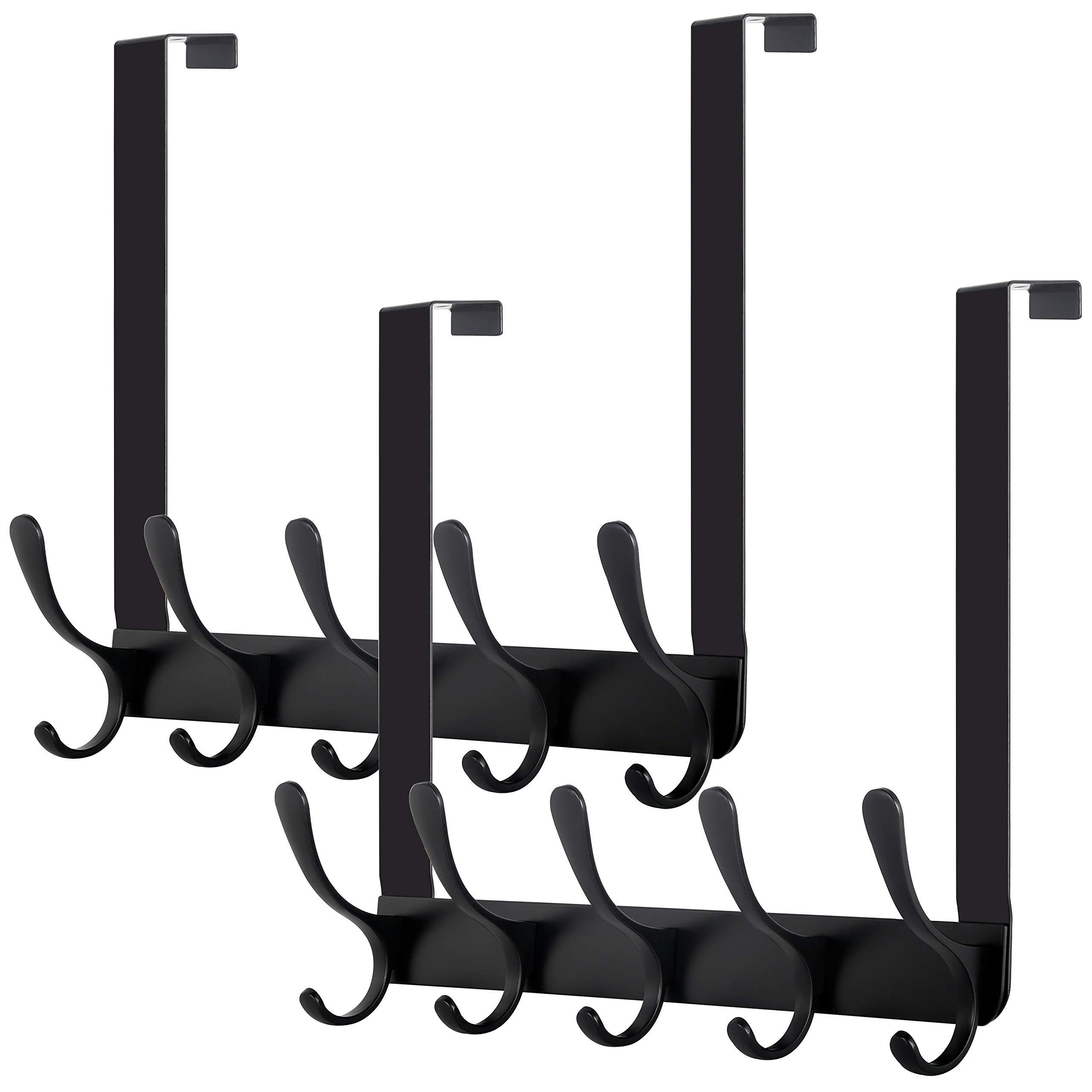 WEBI Over The Door Towel Rack,Over The Door Hook,Door Hanger Over Door Coat Rack Towel Hanger for Hanging Towels,Clothes,Bathroom,Black,2 Packs