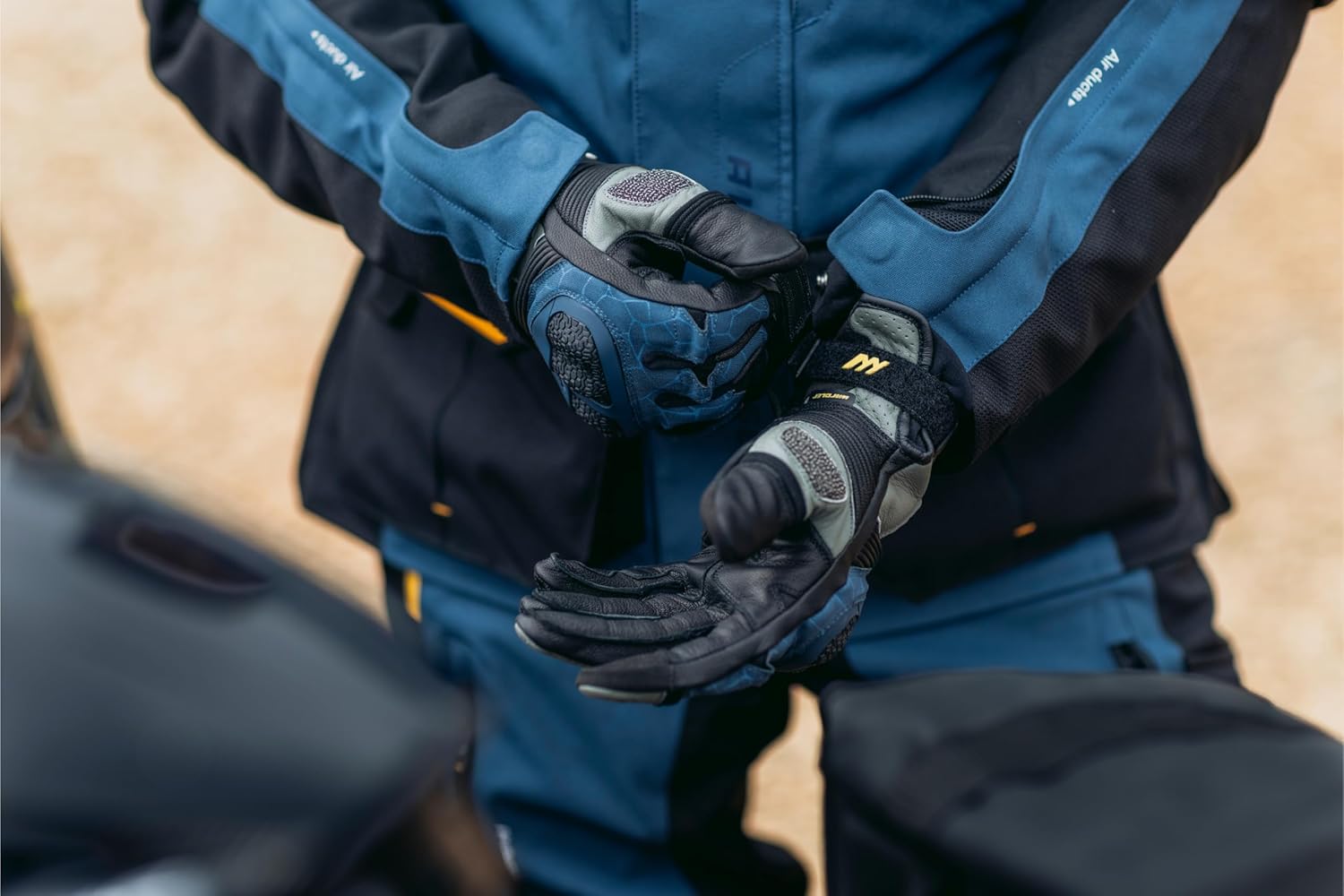 Motorcycle Gloves for Men, Full-Grain Goat Leather, Atlas, Men's Biker Gloves, TPU Knuckle Protection, Riding Racing Gloves, Touchscreen, Velcro Wrist