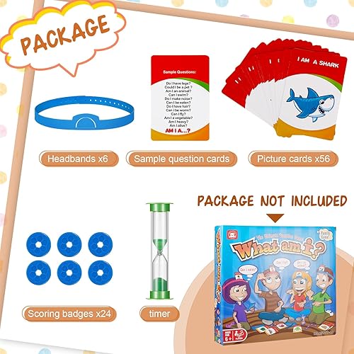 Miniatura 3 de Sumind Juego de diadema divertido juego de adivinanzas, juego de preguntas rápidas, incluye diademas, tarjetas de imagen, monedas de puntuación,