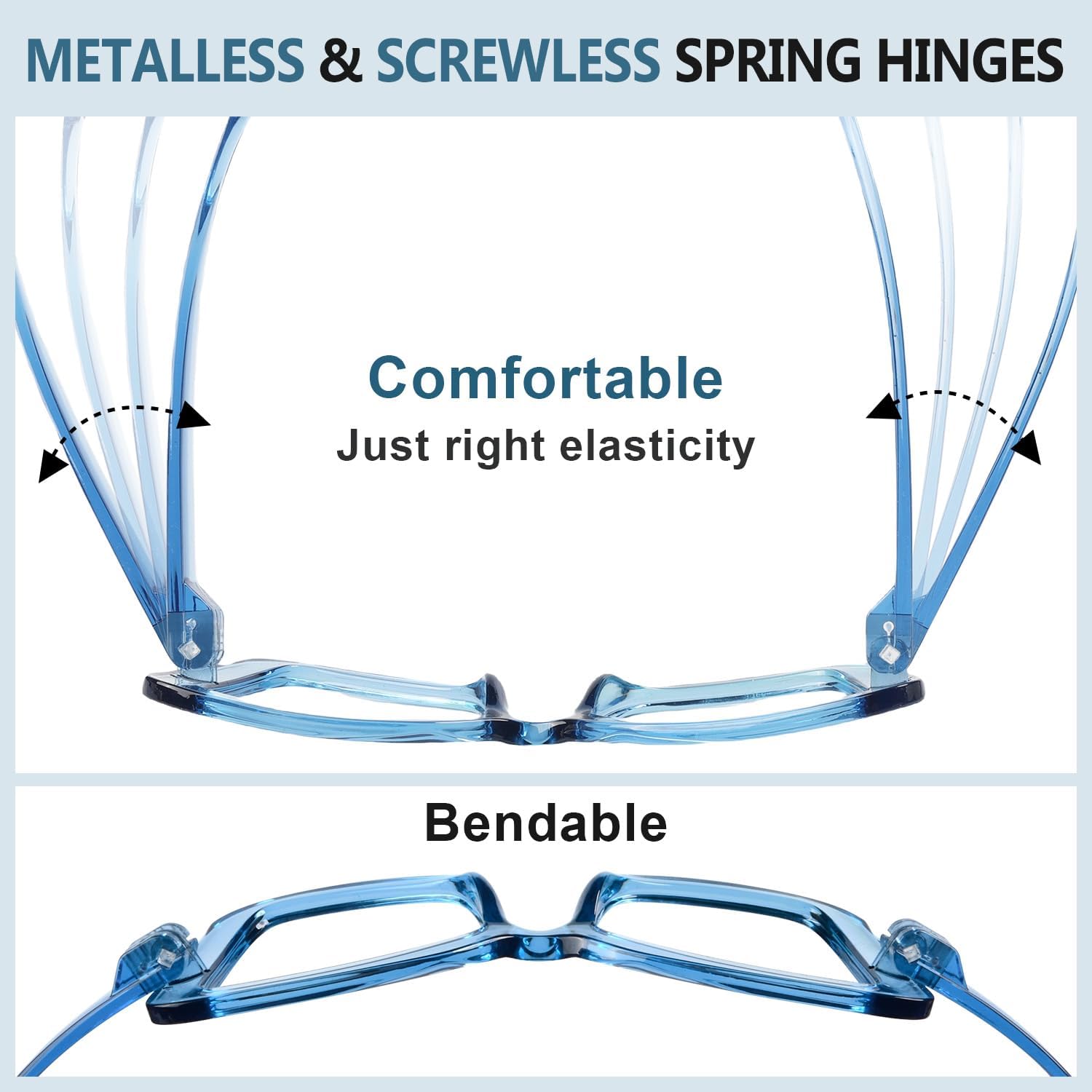 GUD Huge Butterfly Reading Glasses With Screwless Spring Hinge Metalless 6 Pack Oversized Readers for women +2.0