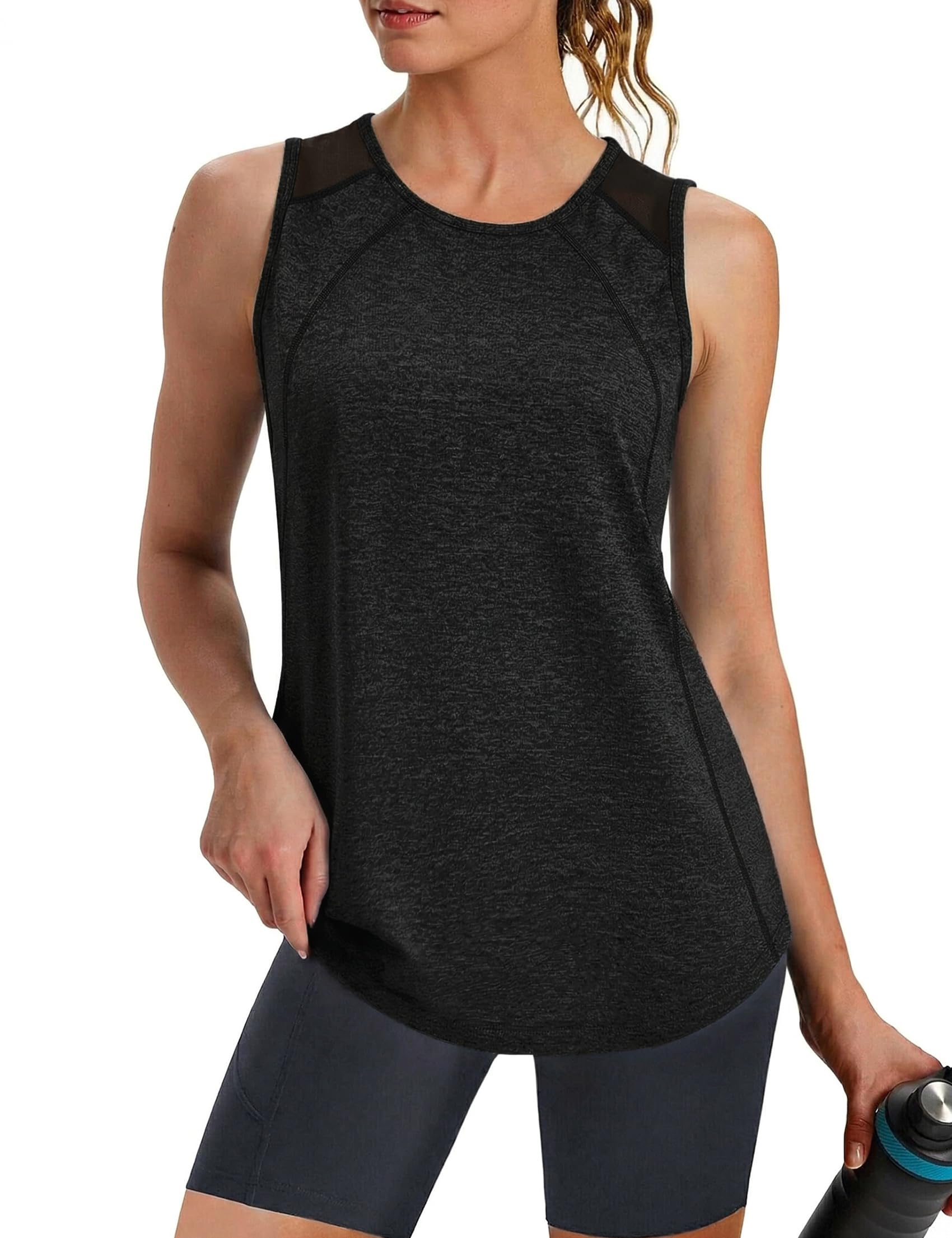 Camiseta Deportiva Mujer sin Mangas Camisetas Tirantes Espalda de Malla Ligero y Transpirable Fitness Top para Yoga Gimnasio Correr — view 13