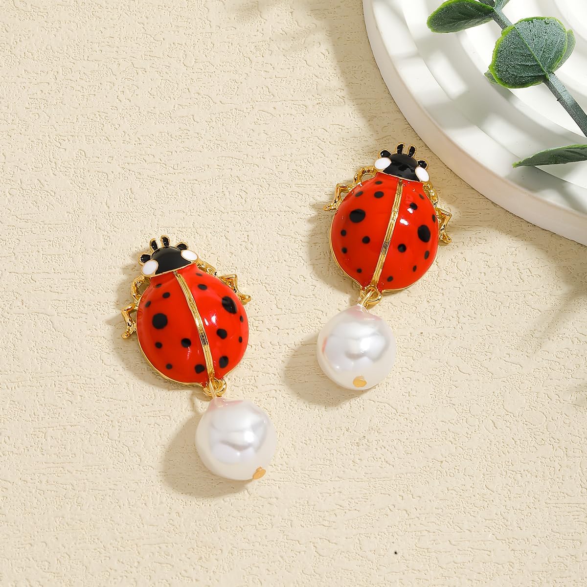 Ladybug Dangle Earrings for Women, Cute Insect Seven Star Ladybug Drip Oil Enamel Earring, Cartoon Animal Jewelry Gifts (3 Color) - Image 5