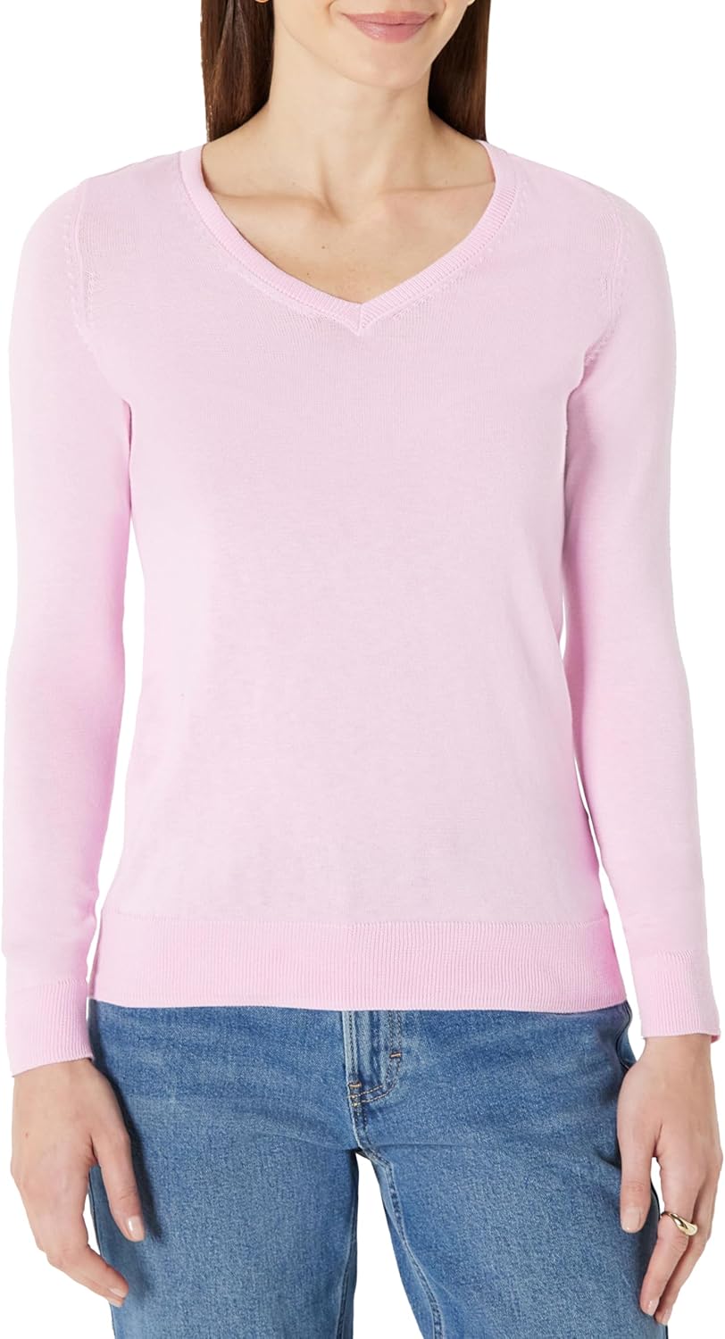Amazon Essentials Women's Regular-Fit Lightweight Long-Sleeve V-Neck Sweater (Available in Plus Size)
