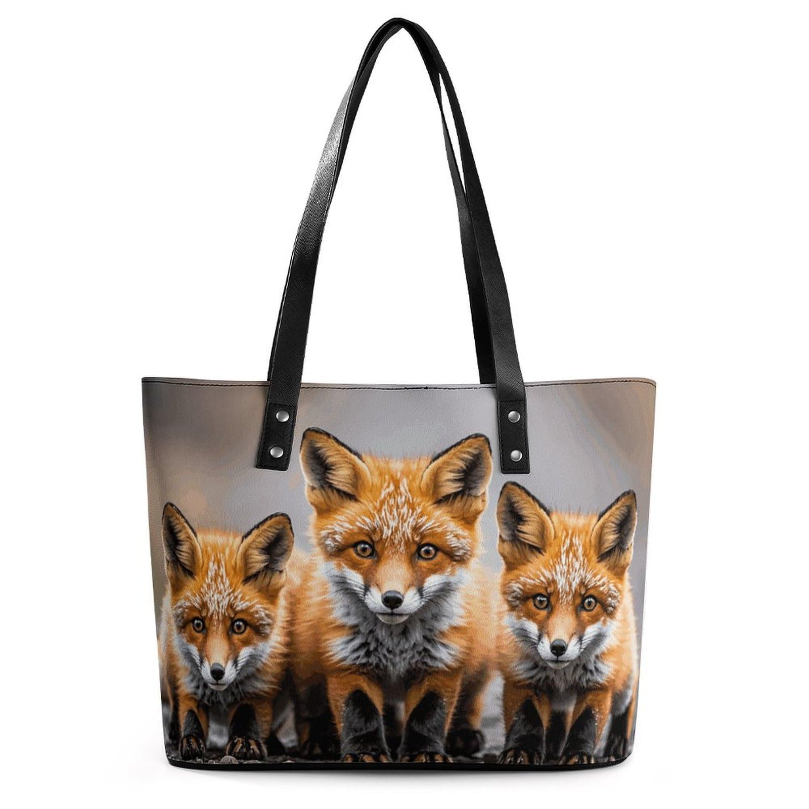 Sac à main en cuir imprimé renards grand format pour femme - 8