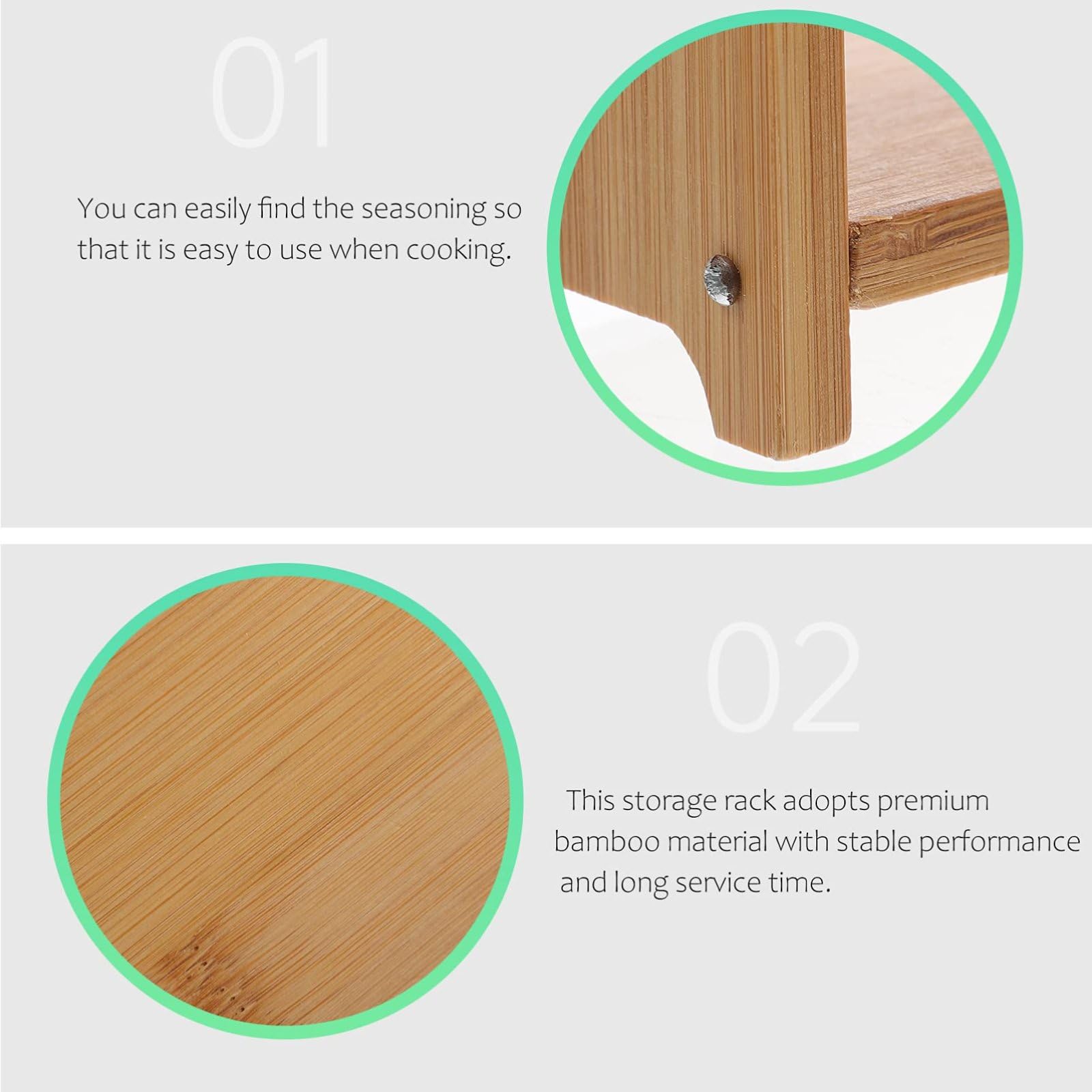 Gewürzregal-Organizer aus Holz, Gewürzregal aus Holz, Gewürzregal, Küchenschrank-Organizer, Gewürzflaschenhalter für die Küche zu Hause,Khaki,Square