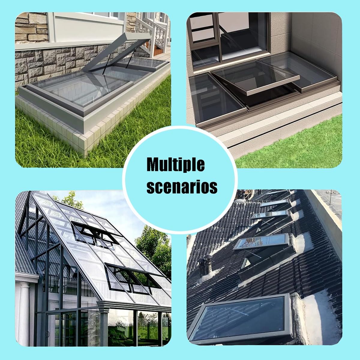 Świetlik ze szkła hartowanego premium z ramą ze stopu aluminium, ochrona przed promieniowaniem UV, izolacja akustyczna, doskonała wentylacja, do piwnicy, szopy na poddaszu, 70 x 85 cm
