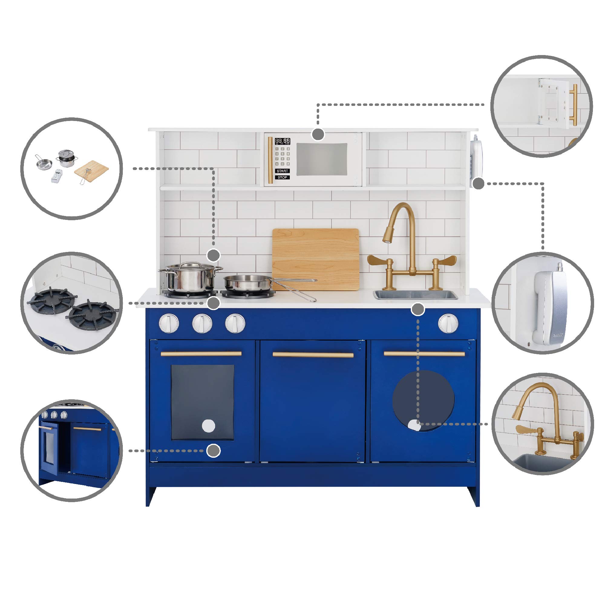 Teamson Kids Niebieska Drewniana Kuchnia dla Dzieci Kuchenka do Zabawy TeamsonKids TD12681B