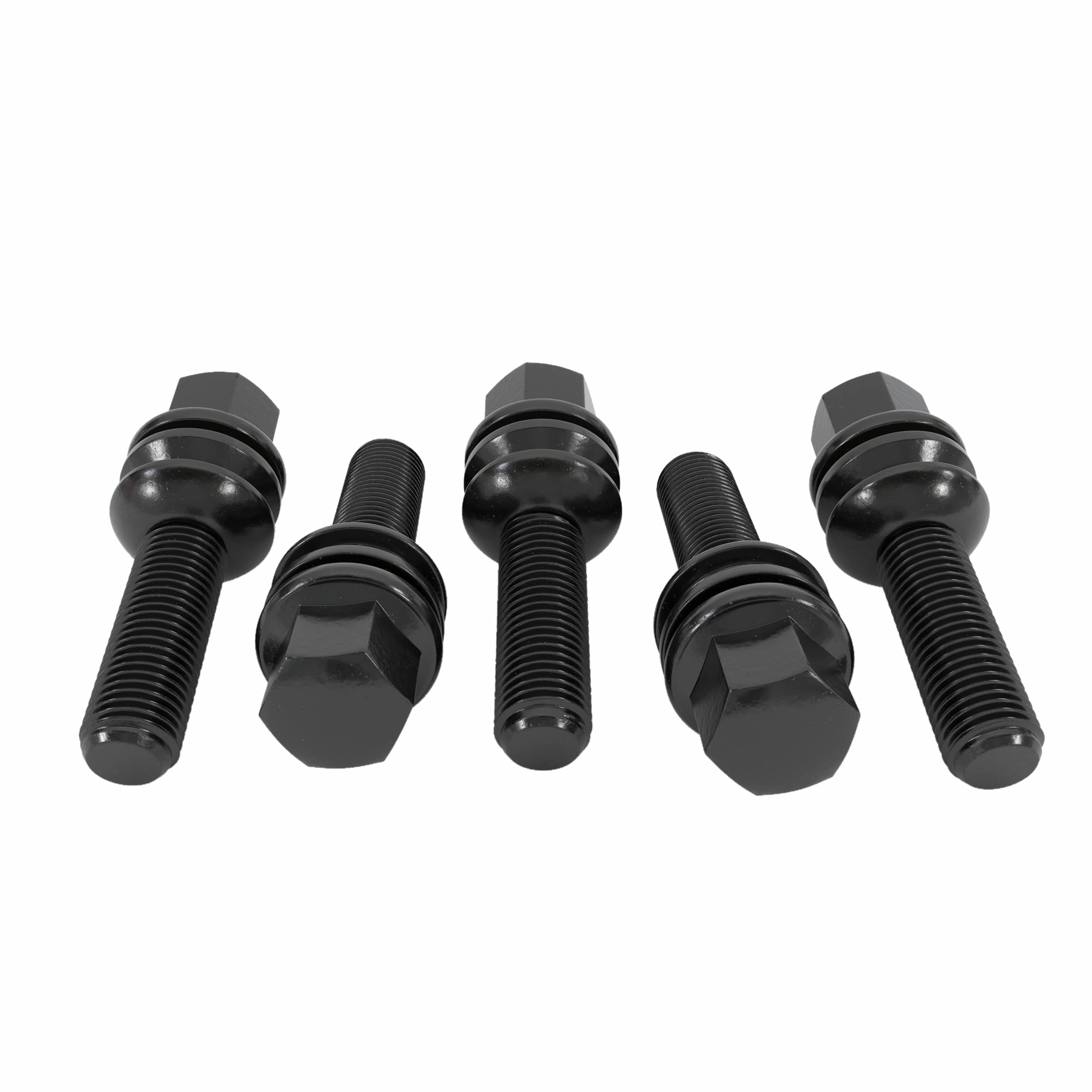 HASKYY 10 śrub do kół M14 x 1,5 x 30 mm czarny pas kulowy R14 luźne SW19 - Made in Europe