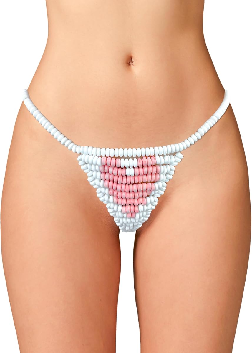 Edible Underwear Candy Flavored Panties Lingerie G string Undies Funny Thong for Women and Couples One Size Fits Most White