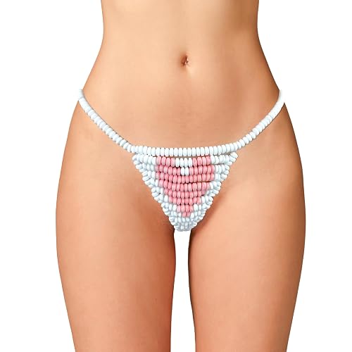 sugar tease Edible Underwear Candy Flavored Panties Lingerie G string Undies Funny Thong for Women and Couples One Size Fits Most White