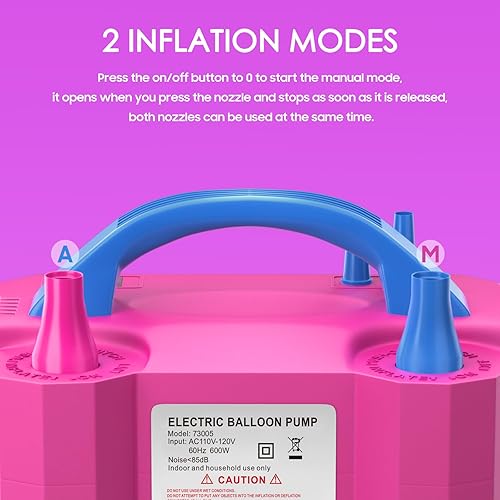 Miniatura 3 de OWill Bomba eléctrica de globo de 600 W para inflado rápido, ideal para aire, portátil y eficiente bomba de globo eléctrica como alternativa al