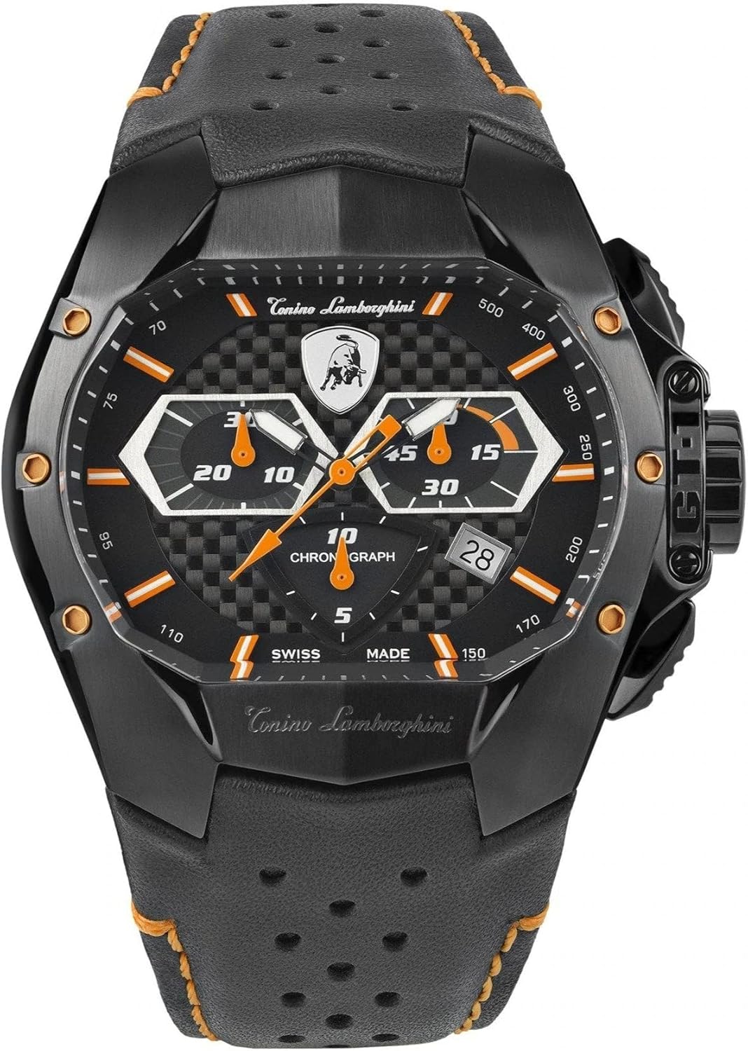 Tonino GT1 Montre chronographe en carbone orange T9GB, Sangle Amazon.ca Mode
