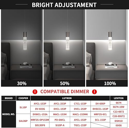 Miniatura 3 de OKELI Lámparas colgantes modernas, 3 colores LED de burbujas de cristal para isla, mini iluminación colgante negra para isla de cocina, bar, 6W,