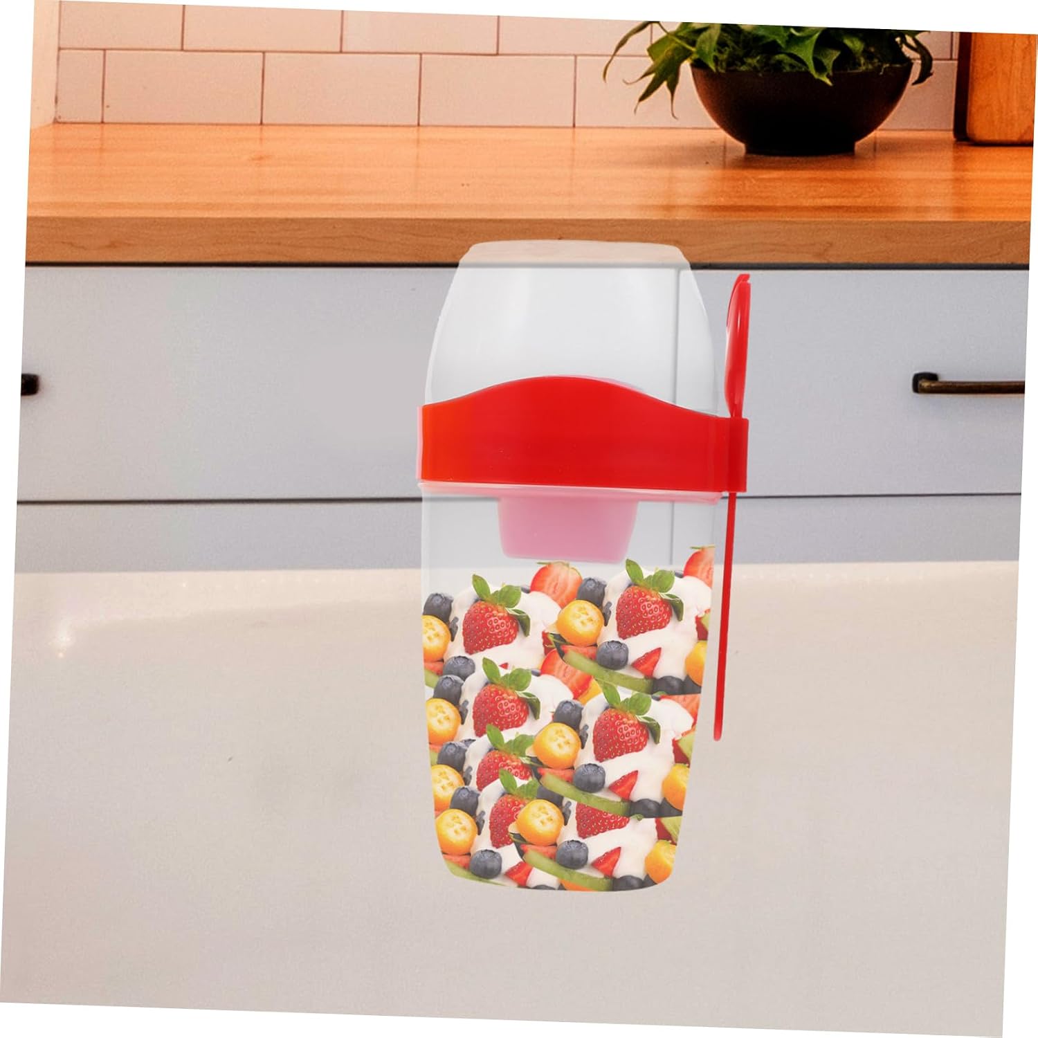Portable Salad Cup Lid and Spoon 2pcs Double Layer Container for Breakfast and Salad Travel-Friendly for-the-Go Meals