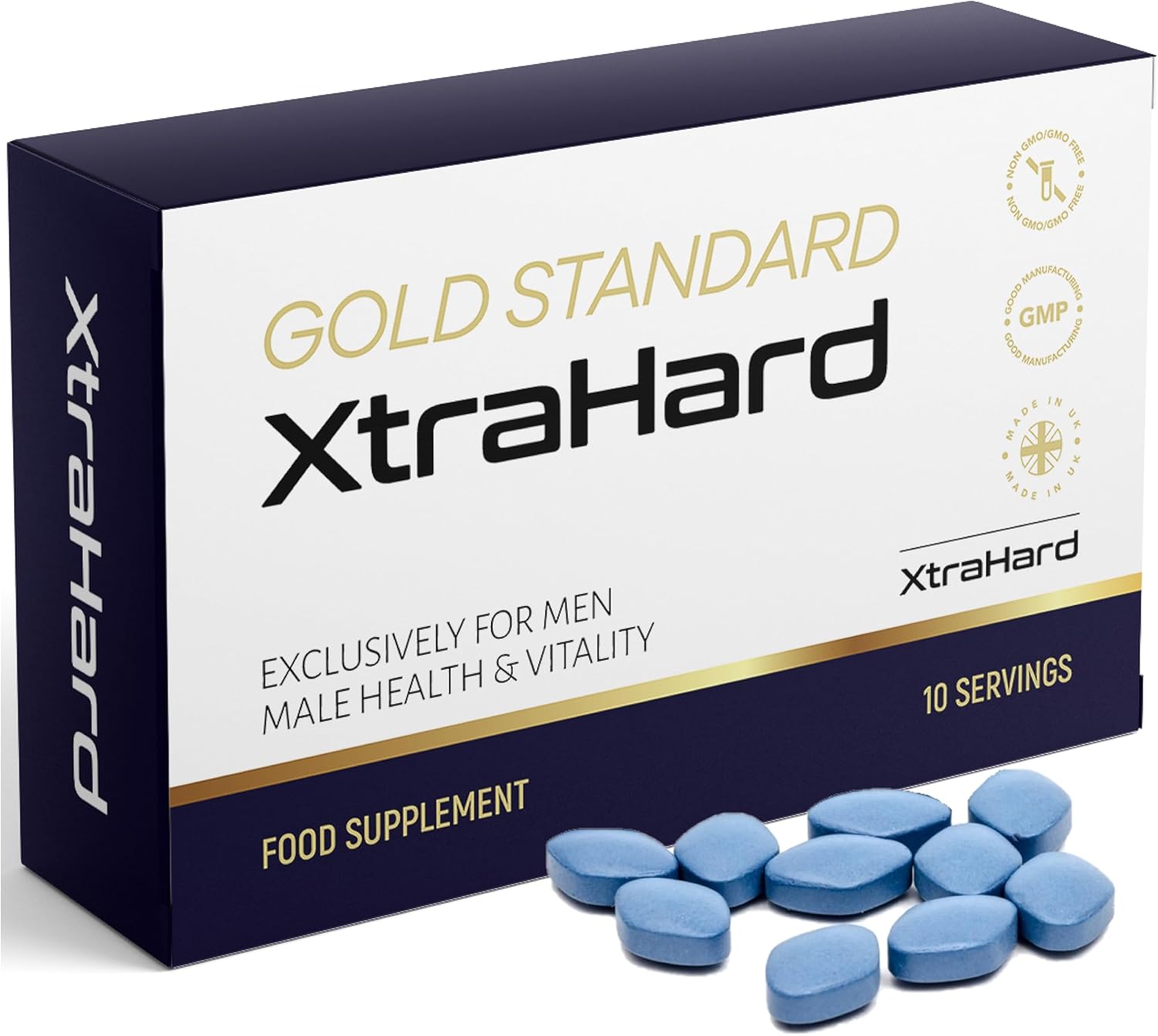 XtraHard | 10 Tablets | 100% Natural Herbal Supplement, 10 Small Easy Swallow Pills, Manufactured in The UK