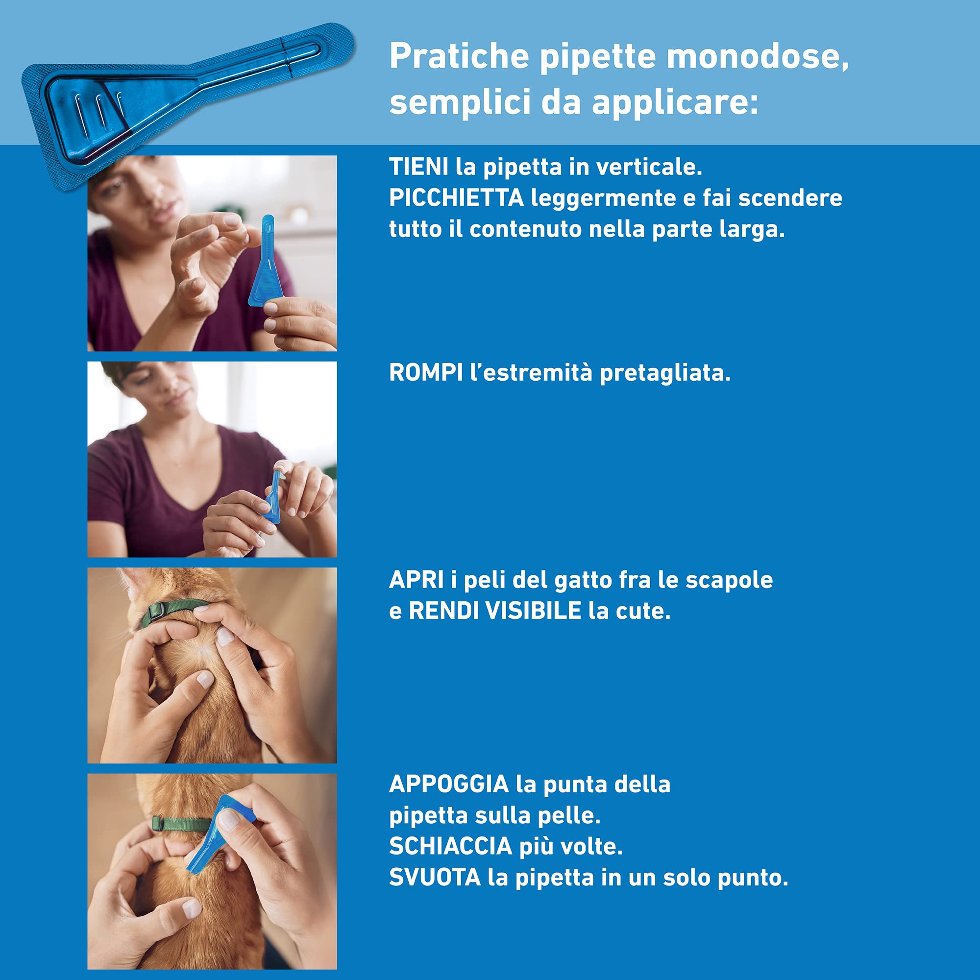 FRONTLINE Spot On, 4 e 4 Pipette, Gatto, Antiparassitario per Gatti e Gattini di Lunga Durata, Protegge da Zecche, Pulci e Pidocchi, Antipulci in Confezione da 8 Pipette da 0.5 ml