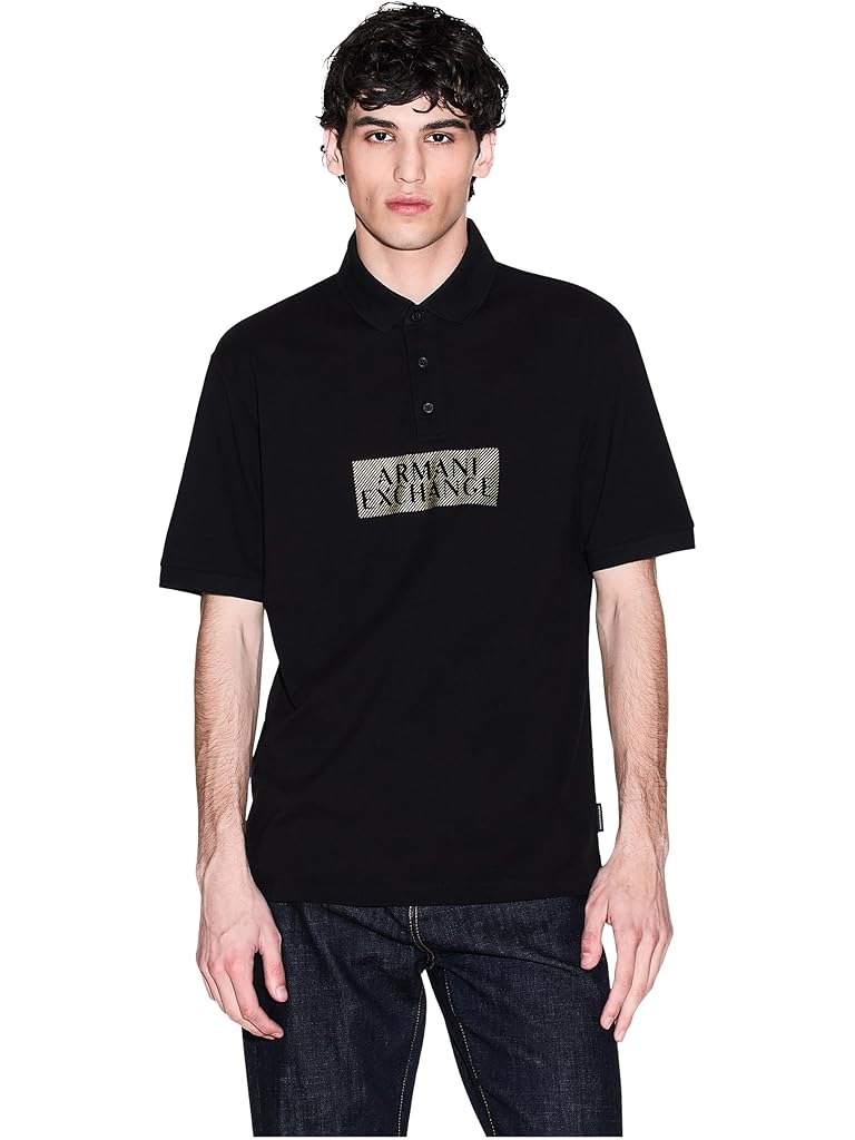 Black Armani Exchange Gold Detail Cotton Polo
