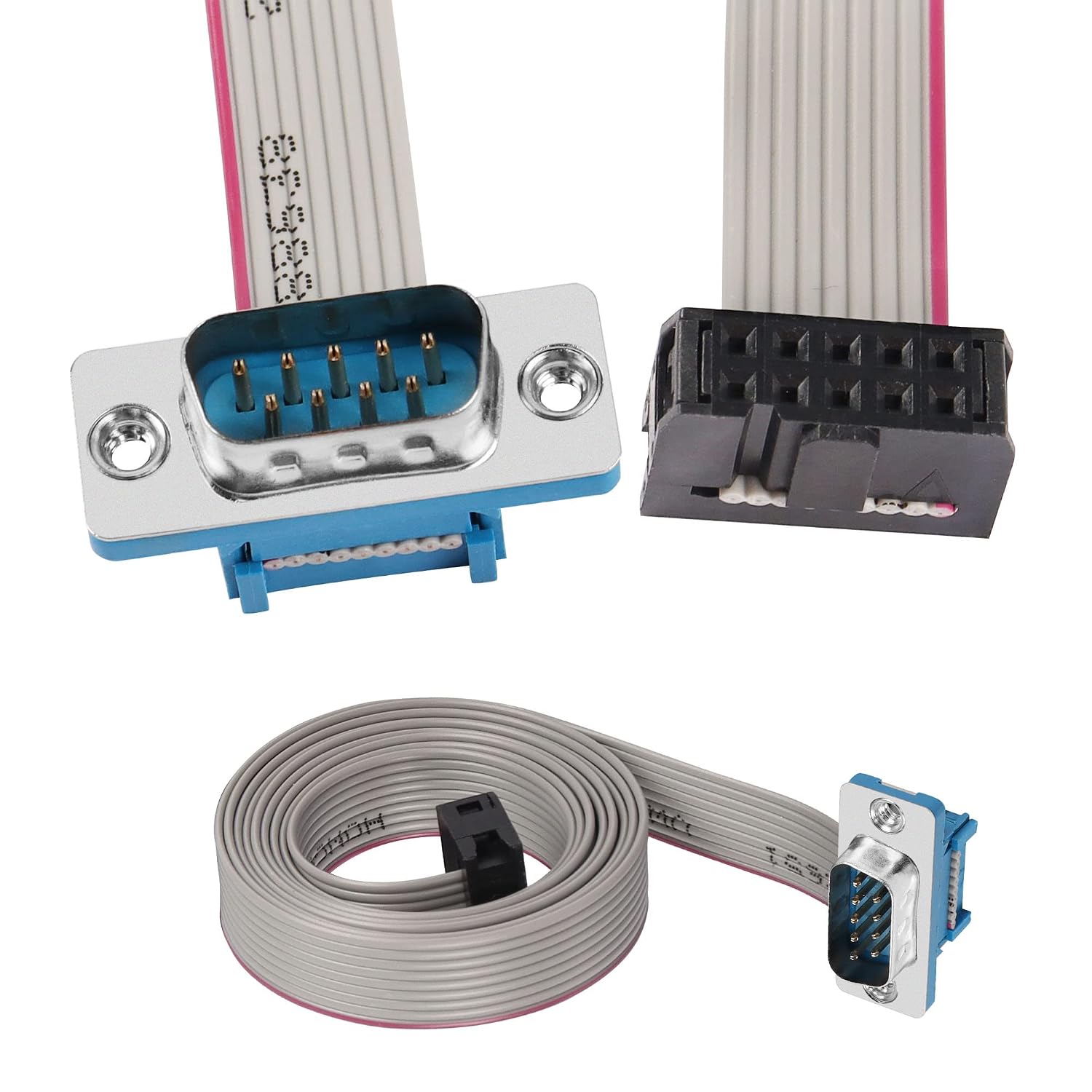 DB9 to 10-Pin IDC Serial Cable,RS232 Serial Male to 10 Pin Motherboard Header Flat Ribbon Cable（1m）