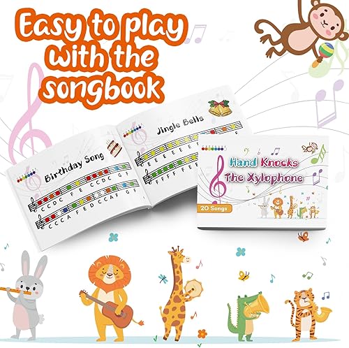 Miniatura 4 de AMOR PRESENT Juego de campanas de mano para niños, 8 notas diatónicas coloridas, campanas musicales con cancionero para niños pequeños, regalo de