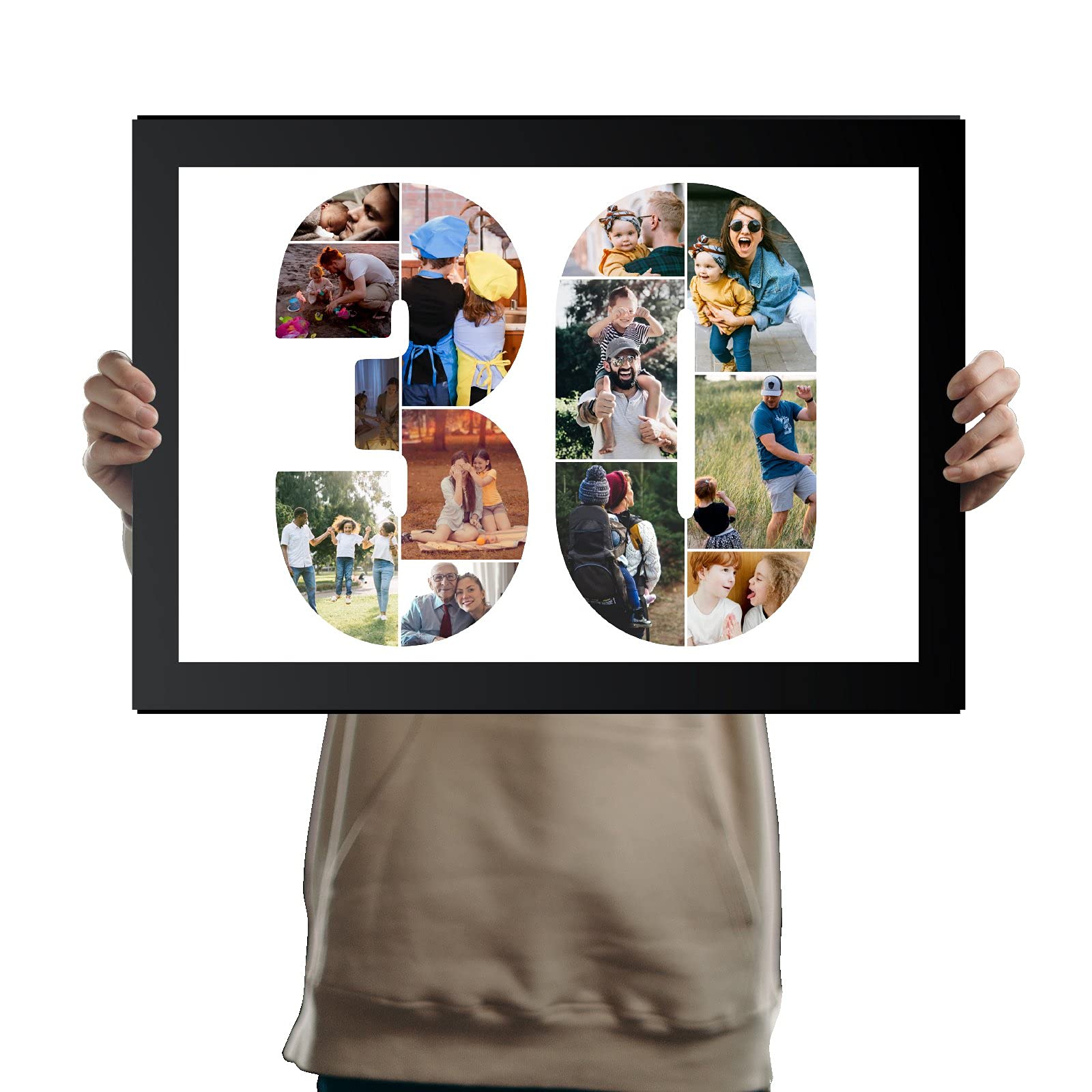 You Personalise 30th Birthday Personalised Photo Collage Framed Black A3