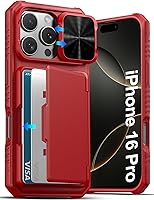 Vista 65 de ATATOO Funda tipo cartera para iPhone 16 con tarjetero (almacena 3-5 tarjetas) [bloqueo RFID] y funda deslizante para cámara, protección de grado