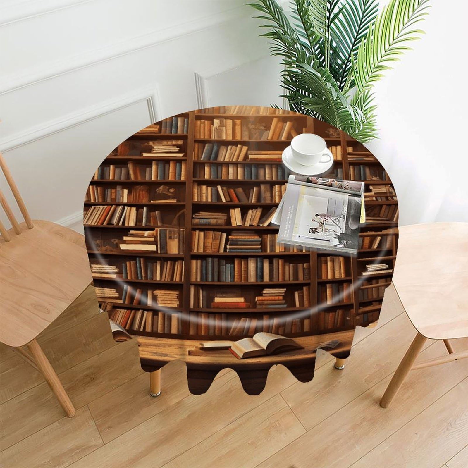 VstaDank Books Table Cloth Fashions Washable Round Tablecloth Decorative Table Cover Comfortable Straight Edge Tablecover for Dining Kitchen Party Outdoor 60 Inch