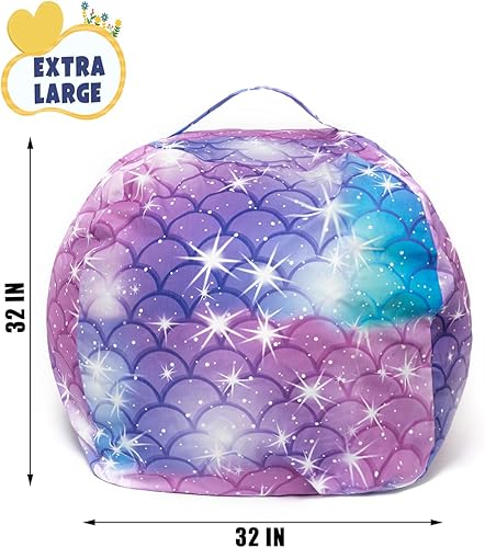 Miniatura 9 de LOLOMLO Funda para puf de almacenamiento de animales de peluche, para niños, mantas, toallas, puf (solo funda), sofá de lona con cremallera YKK,