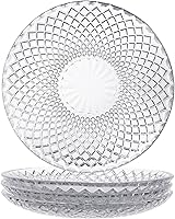 Vista 7 de Sizikato 4 piezas de plato de vidrio con rayas de diamante, plato de postre de 5.7 pulgadas para fruta seca para el hogar y KTV