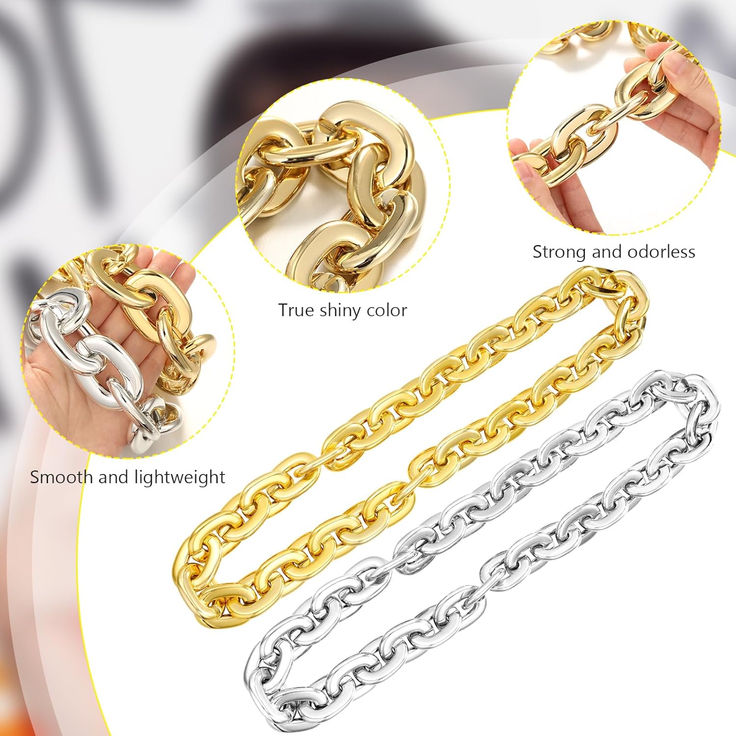 Jumbo Plastic Chain Necklace Hip Hop Rapper Gold Chain for Party Costume Accessory, 31.5Inch/35.4Inch/39.4Inch - Image 4